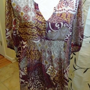 Anthropologie Ladies Size L Paisley Blouse Spring/Summer Deep V-Neck